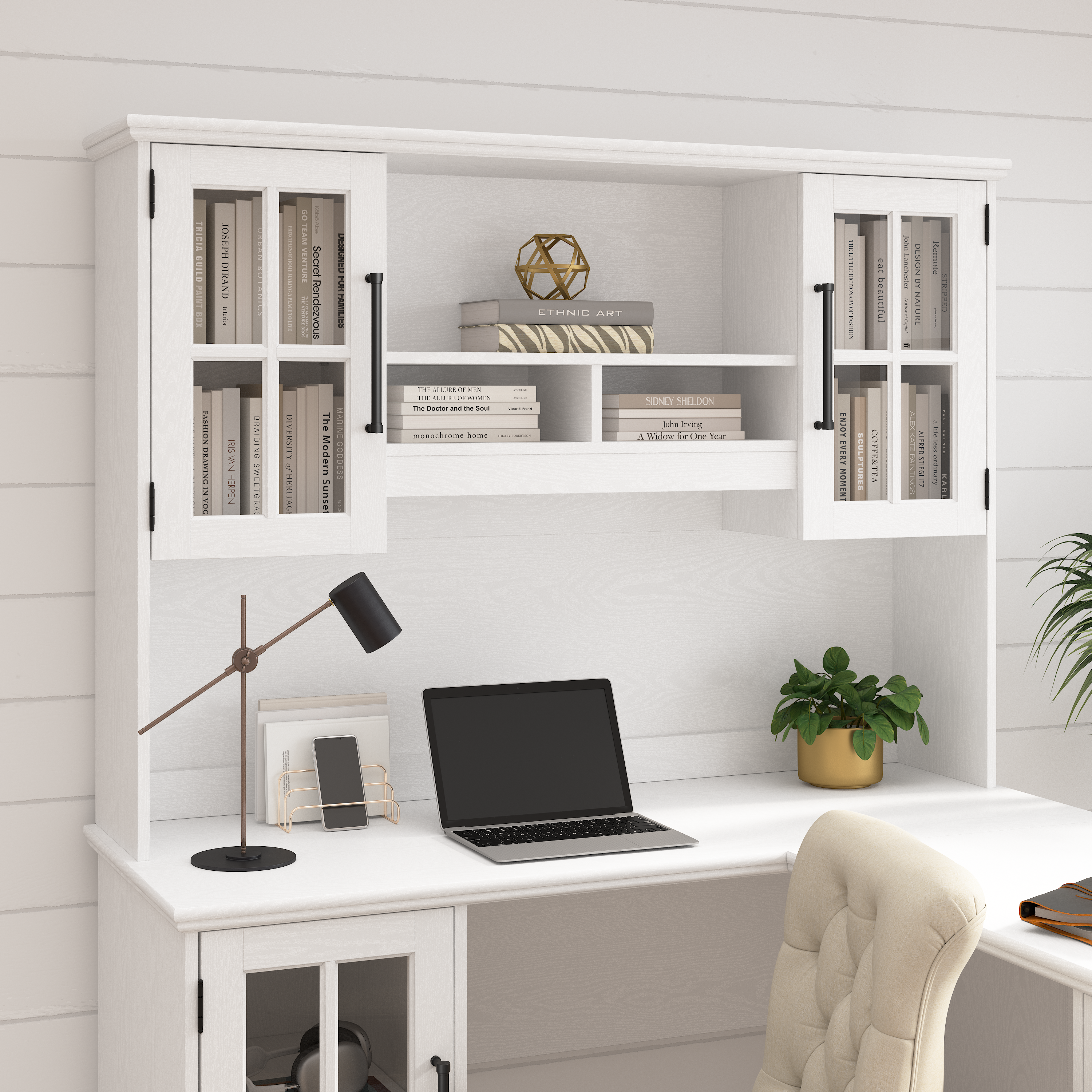 Shop Bush Furniture Westbrook 60W Computer Desk Hutch 01 WBH160WAS-03 #color_white ash